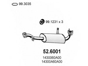 ASSO 52.6001 vidurinis duslintuvas 
 Išmetimo sistema -> Duslintuvas
1430060A00, 1430060A10, 1430060A1V