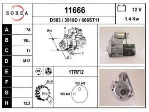 EAI 11666 starteris 
 Elektros įranga -> Starterio sistema -> Starteris
8971502030, S114480, S114850, S114850A