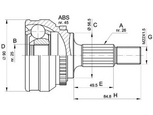 OPEN PARTS CVJ5217.10 jungčių komplektas, kardaninis velenas 
 Ratų pavara -> Sujungimai/komplektas
443407305C, 443498099E, 443498099EX