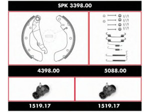 WOKING SPK 3398.00 stabdžių rinkinys, būgniniai stabdžiai 
 Stabdžių sistema -> Būgninis stabdys -> Stabdžių remonto rinkinys
OPELKFS023