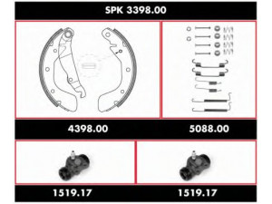 REMSA SPK 3398.00 stabdžių rinkinys, būgniniai stabdžiai 
 Stabdžių sistema -> Būgninis stabdys -> Stabdžių remonto rinkinys
OPELKFS023