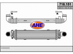 AHE 718.151 tarpinis suslėgto oro aušintuvas, kompresorius 
 Variklis -> Oro tiekimas -> Įkrovos agregatas (turbo/superįkrova) -> Tarpinis suslėgto oro aušintuvas
2045000200