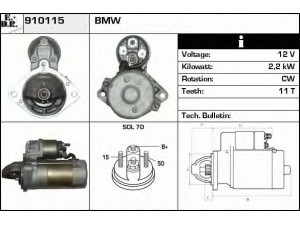 EDR 910115 starteris 
 Elektros įranga -> Starterio sistema -> Starteris
12412155827, 12417788680, 7788680