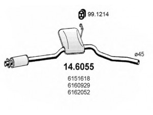 ASSO 14.6055 vidurinis duslintuvas 
 Išmetimo sistema -> Duslintuvas
5024018, 6151618, 6160929, 6162052