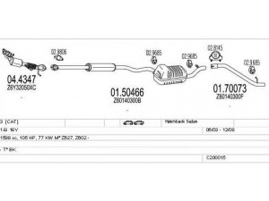 MTS C200015000024 išmetimo sistema 
 Išmetimo sistema -> Išmetimo sistema, visa