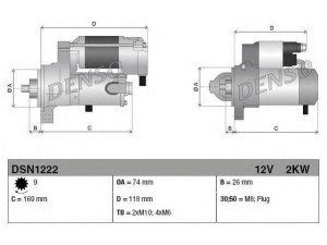 DENSO DSN1222 starteris 
 Elektros įranga -> Starterio sistema -> Starteris
28100-38020, 28100-38021, 28100-38030
