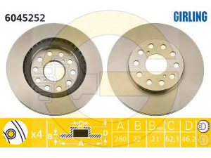 GIRLING 6045252 stabdžių diskas 
 Stabdžių sistema -> Diskinis stabdys -> Stabdžių diskas
4243117060, 4243117070
