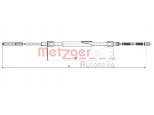 METZGER 19.102E trosas, stovėjimo stabdys 
 Stabdžių sistema -> Valdymo svirtys/trosai
6K0 609 721C