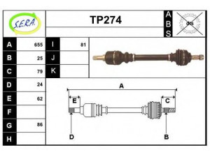 SERA TP274 kardaninis velenas 
 Ratų pavara -> Kardaninis velenas
32722X, 3272LW