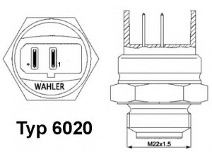 WAHLER 6020.95D temperatūros jungiklis, radiatoriaus ventiliatorius; temperatūros jungiklis, radiatoriaus ventiliatorius 
 Aušinimo sistema -> Siuntimo blokas, aušinimo skysčio temperatūra
191 959 481 B, 321 959 481 E, 191 959 481 B