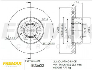 FREMAX BD-5622 stabdžių diskas 
 Dviratė transporto priemonės -> Stabdžių sistema -> Stabdžių diskai / priedai
4249.28, 4249.29, 51705749