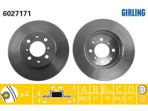 GIRLING 6027171 stabdžių diskas 
 Stabdžių sistema -> Diskinis stabdys -> Stabdžių diskas
45251SK3E00, 45251SK3E00HS, EAP9579