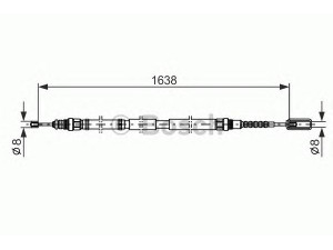 BOSCH 1 987 477 688 trosas, stovėjimo stabdys 
 Stabdžių sistema -> Valdymo svirtys/trosai
4745 82
