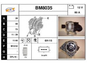 SNRA BM8035 kintamosios srovės generatorius 
 Elektros įranga -> Kint. sr. generatorius/dalys -> Kintamosios srovės generatorius