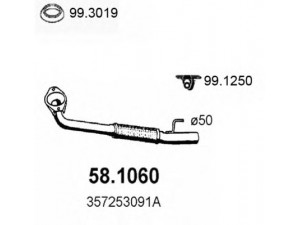 ASSO 58.1060 išleidimo kolektorius 
 Išmetimo sistema -> Išmetimo vamzdžiai
357253091A, 357253091M