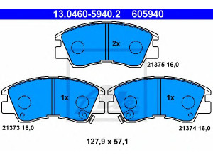 ATE 13.0460-5940.2 stabdžių trinkelių rinkinys, diskinis stabdys 
 Techninės priežiūros dalys -> Papildomas remontas
MB500813, MB500816, MB500819, MB597721