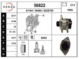EAI 56822 kintamosios srovės generatorius 
 Elektros įranga -> Kint. sr. generatorius/dalys -> Kintamosios srovės generatorius
46765838, 46782213