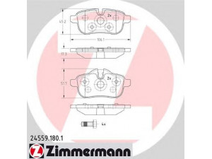 ZIMMERMANN 24559.180.1 stabdžių trinkelių rinkinys, diskinis stabdys 
 Techninės priežiūros dalys -> Papildomas remontas
34 21 6 788 275, 34 21 6 797 861