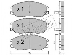 fri.tech. 649.0 stabdžių trinkelių rinkinys, diskinis stabdys 
 Techninės priežiūros dalys -> Papildomas remontas
481 3A2 11 00, 58101-39A60, 58101-3BA02