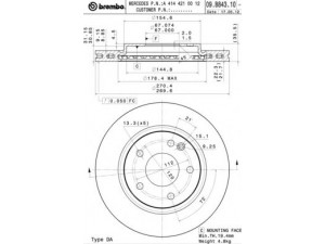 BREMBO 09.B843.10 stabdžių diskas 
 Stabdžių sistema -> Diskinis stabdys -> Stabdžių diskas
4144210012