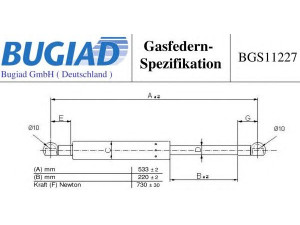 BUGIAD BGS11227 dujinė spyruoklė, bagažinė 
 Priedai -> Bagažinė/pakrovimo skyrius
8200 219 323