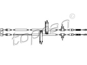 TOPRAN 302 066 trosas, stovėjimo stabdys 
 Stabdžių sistema -> Valdymo svirtys/trosai
1 069 082, 1 087 208, 1 088 016