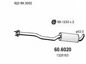 ASSO 60.6020 vidurinis duslintuvas 
 Išmetimo sistema -> Duslintuvas
1328163, 1328967, 1357077