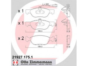 ZIMMERMANN 21927.175.1 stabdžių trinkelių rinkinys, diskinis stabdys 
 Techninės priežiūros dalys -> Papildomas remontas
71753042, 77362186, 77362316, 9947630