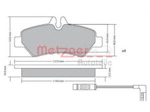 METZGER 1170037 stabdžių trinkelių rinkinys, diskinis stabdys 
 Techninės priežiūros dalys -> Papildomas remontas
004 420 6920, 2E0 698 451