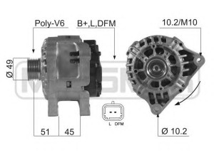 ERA 210545 kintamosios srovės generatorius 
 Elektros įranga -> Kint. sr. generatorius/dalys -> Kintamosios srovės generatorius
9654343080, A005TA6392, A005TG0192