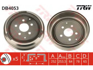 TRW DB4053 stabdžių būgnas 
 Stabdžių sistema -> Būgninis stabdys -> Stabdžių būgnas
251609615