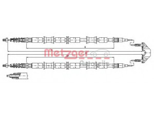 METZGER 11.5864 trosas, stovėjimo stabdys 
 Stabdžių sistema -> Valdymo svirtys/trosai
13104993, 24465149, 522008, 522529