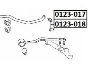 ASVA 0123-018 šarnyro stabilizatorius 
 Ašies montavimas/vairavimo mechanizmas/ratai -> Stabilizatorius/fiksatoriai -> Savaime išsilyginanti atrama
48810-50010, 48810-50011