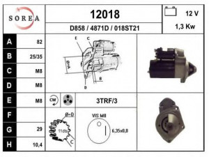 EAI 12018 starteris 
 Elektros įranga -> Starterio sistema -> Starteris
212133708010