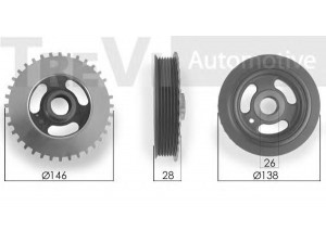 TREVI AUTOMOTIVE PC1120 skriemulys, alkūninis velenas 
 Diržinė pavara -> Dirželio skriemulys
1119175, 1332895, 1355516, 1366102