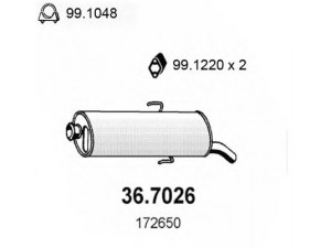 ASSO 36.7026 galinis duslintuvas 
 Išmetimo sistema -> Duslintuvas
172634, 172650, 172669