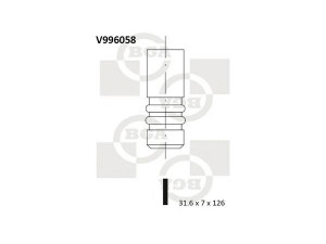 BGA V996058 išleidimo vožtuvas 
 Variklis -> Variklio uždegimo laiko reguliavimo kontrolė -> Vožtuvų eilė -> Vožtuvai/dalys
OK55112121A