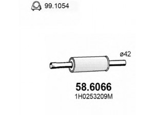 ASSO 58.6066 vidurinis duslintuvas 
 Išmetimo sistema -> Duslintuvas
1H0253209L, 1H0253209M, JZW253209C