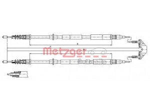 METZGER 11.5950 trosas, stovėjimo stabdys 
 Stabdžių sistema -> Valdymo svirtys/trosai
13157061, 522455
