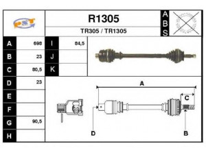 SNRA R1305 kardaninis velenas 
 Ratų pavara -> Kardaninis velenas
7700673315, 7701349026, 7701498918