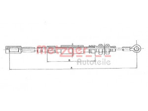METZGER 1171.2 trosas, stovėjimo stabdys 
 Stabdžių sistema -> Valdymo svirtys/trosai
5925334, 4745.54
