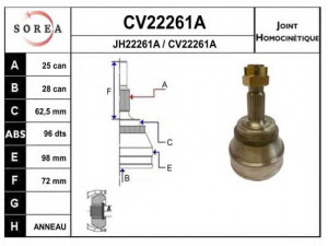 EAI CV22261AK jungčių komplektas, kardaninis velenas 
 Ratų pavara -> Sujungimai/komplektas