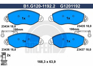 GALFER B1.G120-1192.2 stabdžių trinkelių rinkinys, diskinis stabdys 
 Techninės priežiūros dalys -> Papildomas remontas
41060-9X225, 41060-9X226