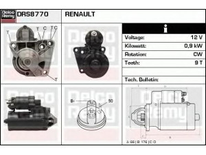 DELCO REMY DRS8770 starteris 
 Elektros įranga -> Starterio sistema -> Starteris
7700115294, 7700872450, 7700875450