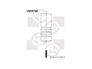 BGA V004730 išleidimo vožtuvas 
 Variklis -> Variklio uždegimo laiko reguliavimo kontrolė -> Vožtuvų eilė -> Vožtuvai/dalys
1317792-8