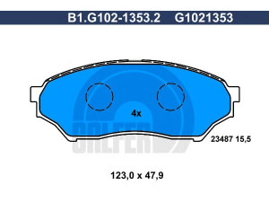 GALFER B1.G102-1353.2 stabdžių trinkelių rinkinys, diskinis stabdys 
 Techninės priežiūros dalys -> Papildomas remontas
MN102615, MR475453