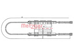 METZGER 10.713 trosas, stovėjimo stabdys 
 Stabdžių sistema -> Valdymo svirtys/trosai
861 609 721A, 861 609 721B