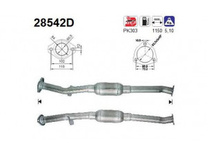 AS 28542D katalizatoriaus keitiklis 
 Išmetimo sistema -> Katalizatoriaus keitiklis
1310157080, 1326167080, 170575