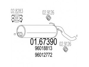 MTS 01.67390 galinis duslintuvas 
 Išmetimo sistema -> Duslintuvas
96012772, 96018813