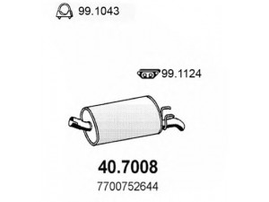 ASSO 40.7008 galinis duslintuvas 
 Išmetimo sistema -> Duslintuvas
7700752644, 7700876251, 7701036264
